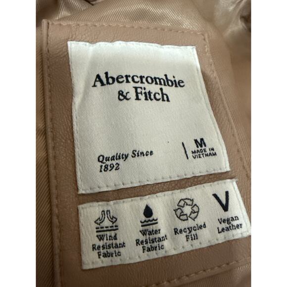 Abercrombie & Fitch Women's Brown Faux Vegan Leather Zip Up Puffer Coat Vest M - Picture 3 of 4
